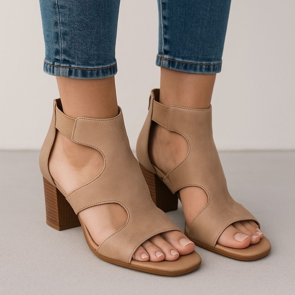 Donald J. Pliner Tan Cutout Block Heel Sandals